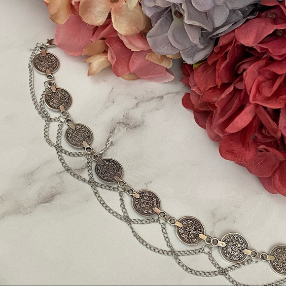 Bohemian Silver Coin Tassel Anklet - Picture 8 of 13